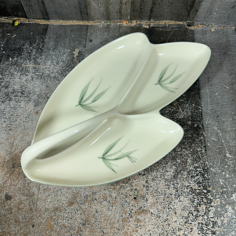 Vintage Winfield Ware Bamboo Design Serving Platter‎ With Handle Three divided